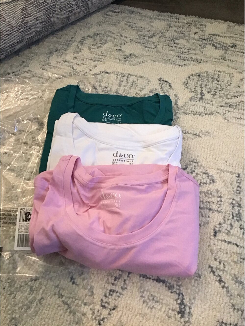 Denim and co, 3 pack long sleeve, tshirts, new, cotton, medium